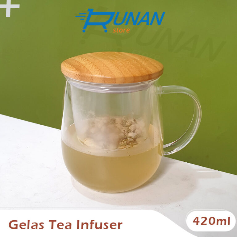 Jual Gelas Saringan Teh Tea Infuser Glass 420ml Runan Store 6402